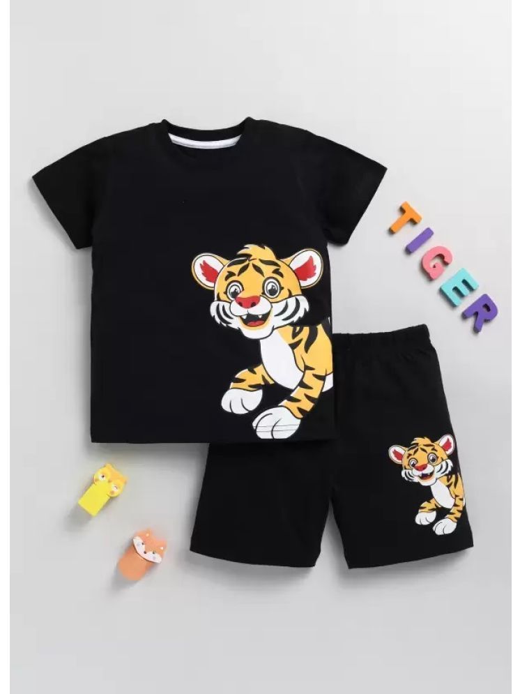     			CUTEVIBE Black Cotton Blend Baby Boy T-Shirt & Shorts ( Pack of 1 )