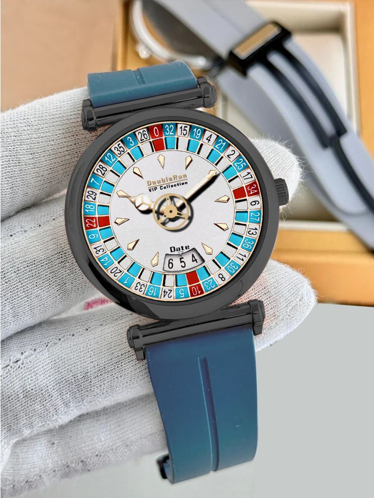     			DoubleRun Light Blue Silicon Analog Men's Watch