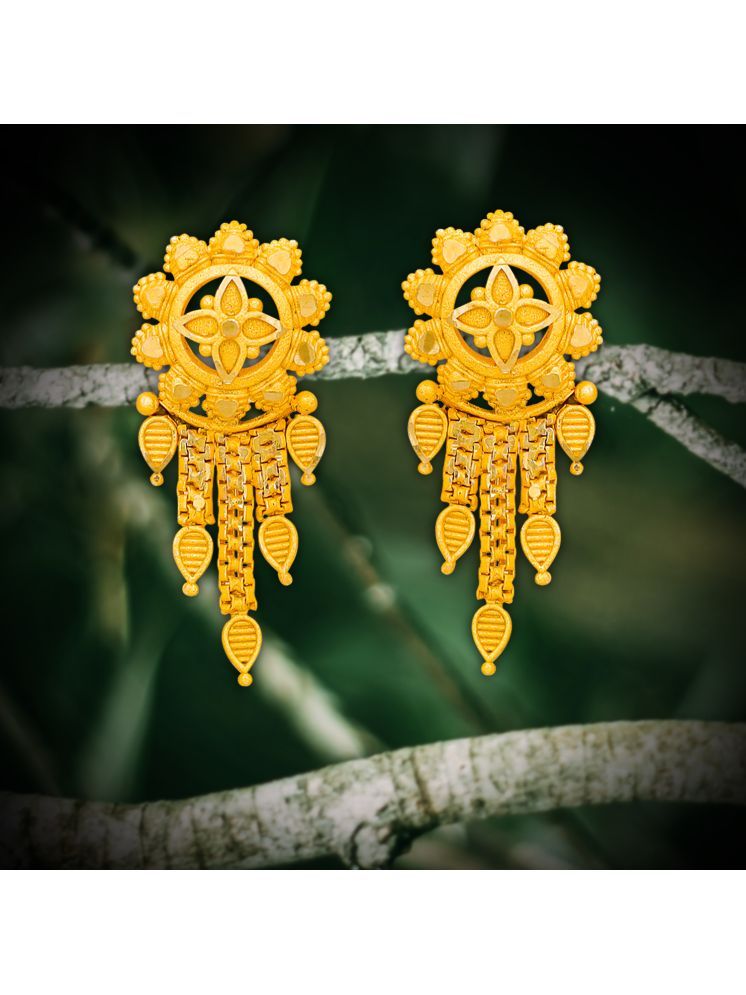     			Drashti Collection Golden Stud Earrings ( Pack of 1 )