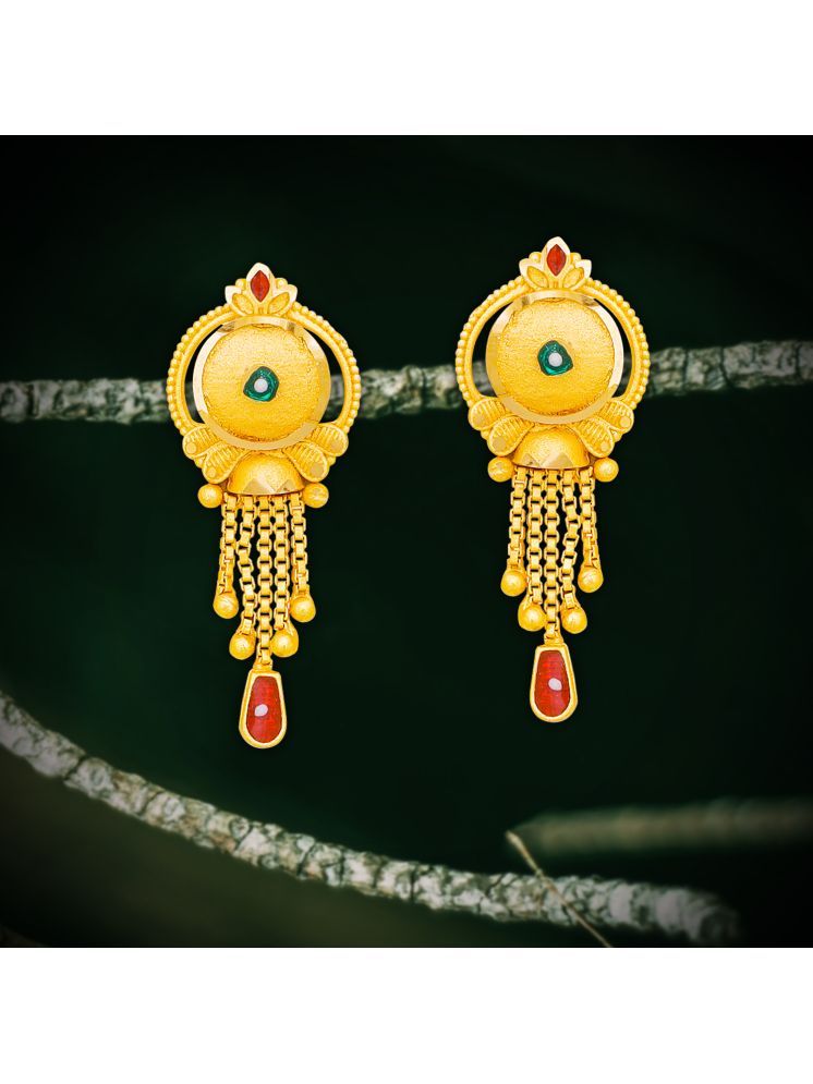     			Drashti Collection Golden Stud Earrings ( Pack of 1 )