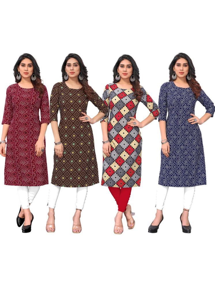     			KETAKI FASHION Crepe Printed Straight Women's Kurti - Multicolor ( Pack of 4 )