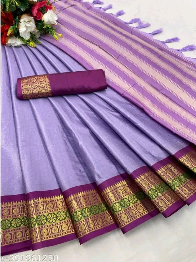     			Kalpana Creation Cotton Silk Woven Saree With Blouse Piece - Lavender ( Pack of 1 )