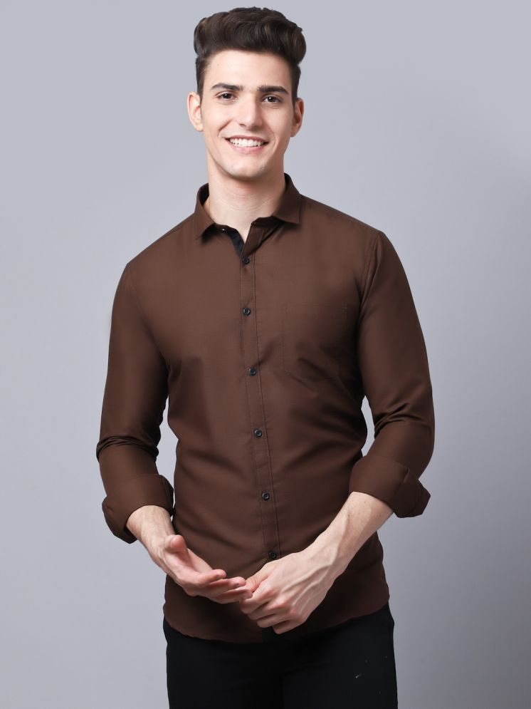     			MAJESTIC MAN Polyester Slim Fit Solids Full Sleeves Men's Casual Shirt - Brown ( Pack of 1 )