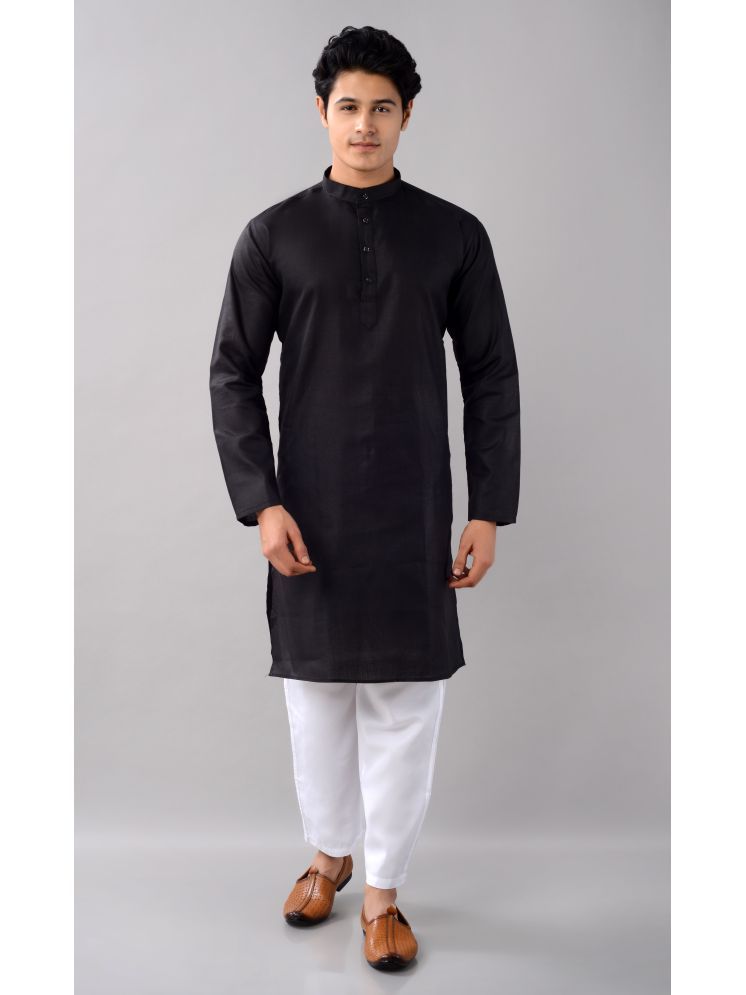     			VILLAIN Black Cotton Blend Men's Regular Kurta ( Pack of 1 )