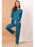 Clovia Blue Modal Women's Nightwear Nightsuit Sets ( Pack of 1 )