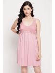 Clovia Pink Cotton Women's Nightwear Night Dress ( Pack of 1 )