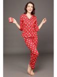 Clovia Red Cotton Women's Nightwear Nightsuit Sets ( Pack of 1 )