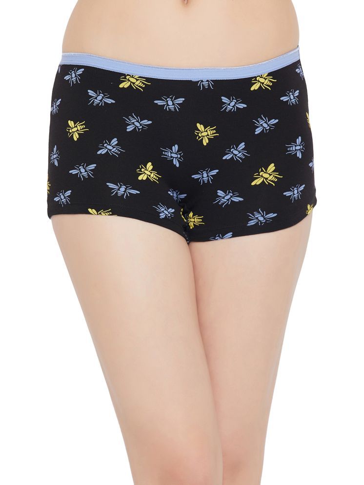     			Clovia Cotton Printed Women's Boy Shorts ( Black ) Boy Shorts