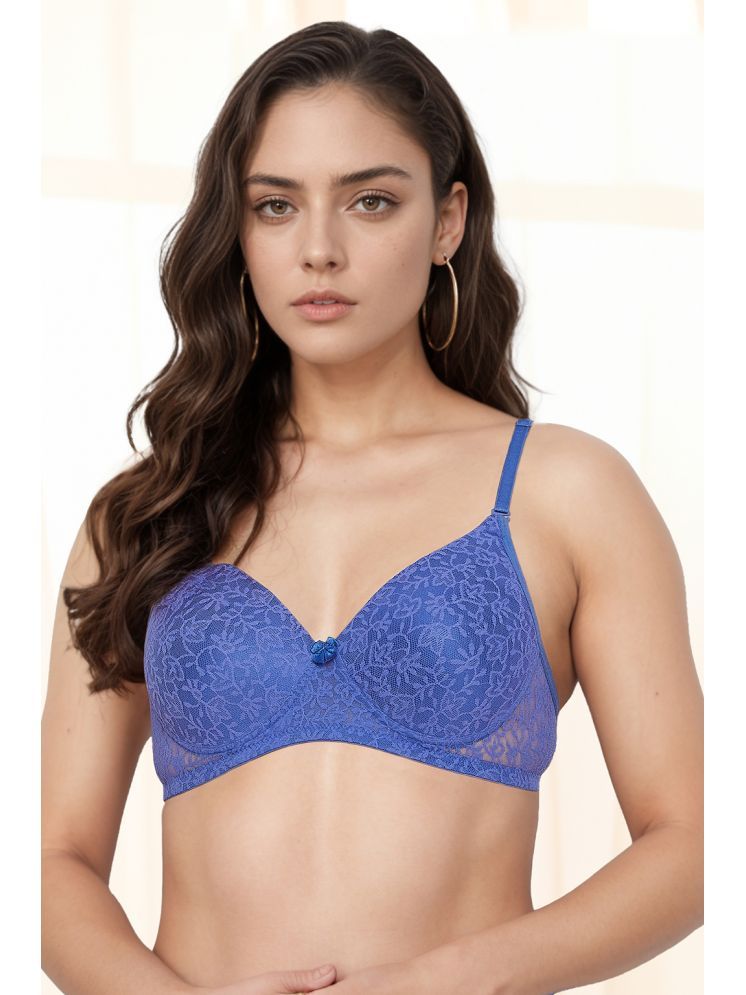     			Clovia Lace Lightly Padded Women's Everyday Bra ( Blue ) BR1000R08