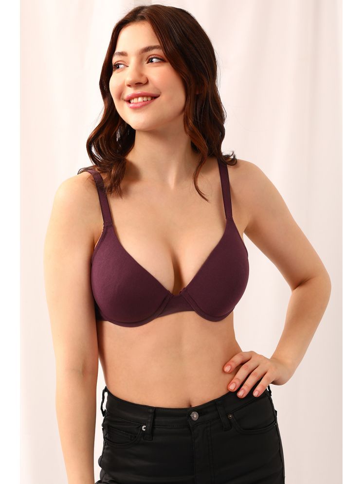     			Clovia Cotton Heavily Padded Women's T-Shirt Bra ( Purple ) BR2369R15