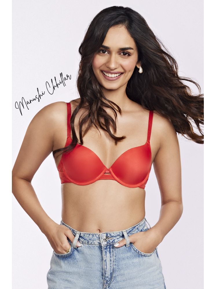     			Clovia Nylon Heavily Padded Women's T-Shirt Bra ( Red ) BR5033R04