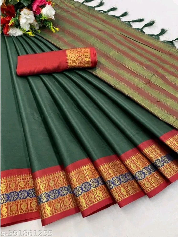     			Kalpana Creation Cotton Silk Woven Saree With Blouse Piece - Green ( Pack of 1 )