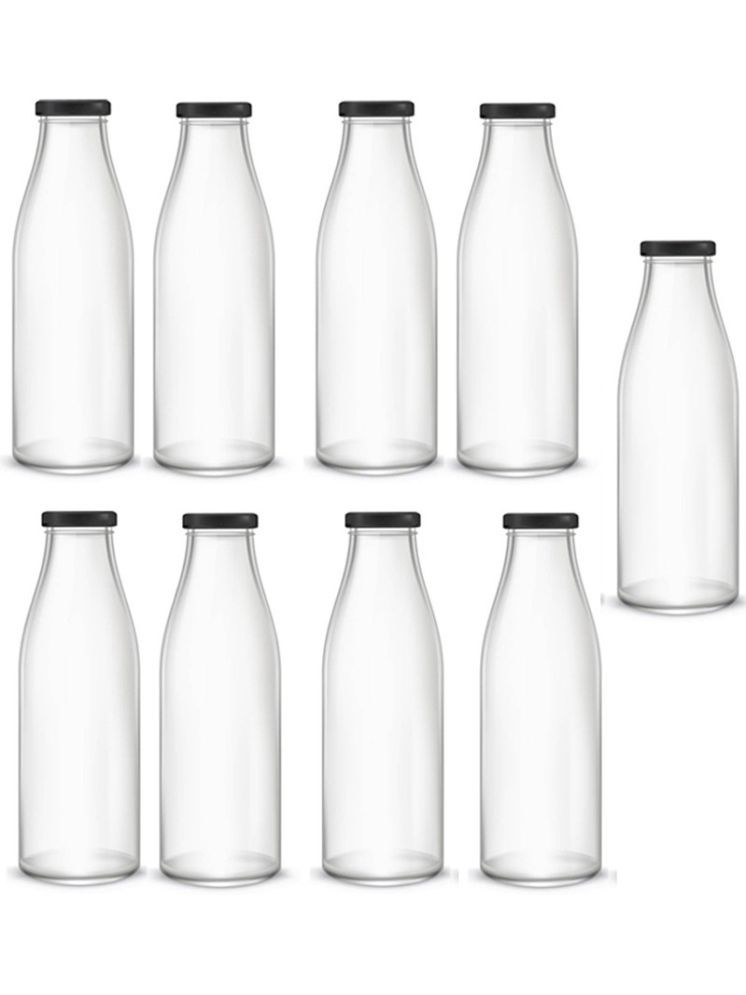     			Somil Water Milk Serving And Storing Bottle Transparent Glass Water Bottle 1000 mL ( Set of 9 )