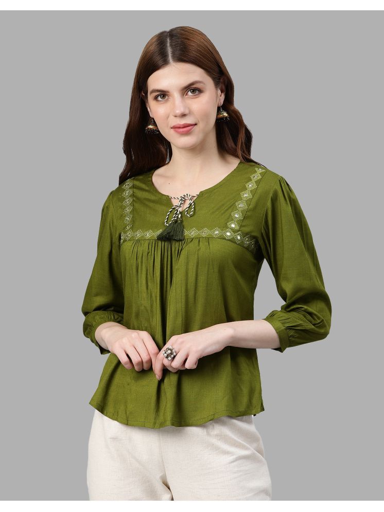     			Yash Gallery Green Rayon Women's Regular Top ( Pack of 1 )