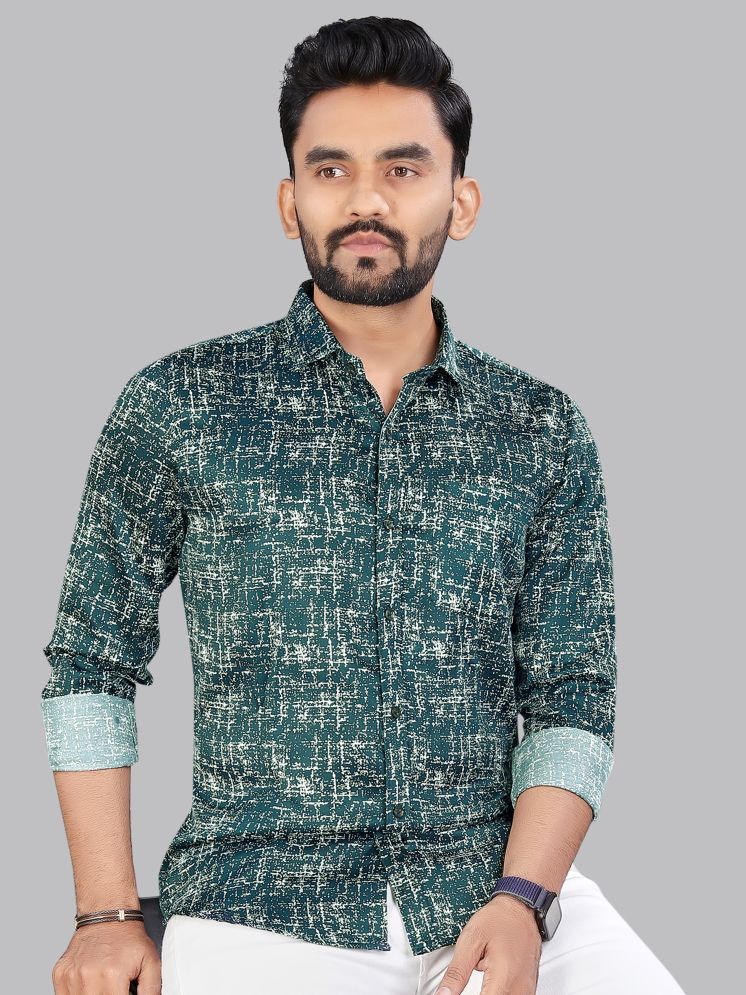     			ADWYN PETER 100% Cotton Regular Fit Printed Full Sleeves Men's Casual Shirt - Green ( Pack of 1 )