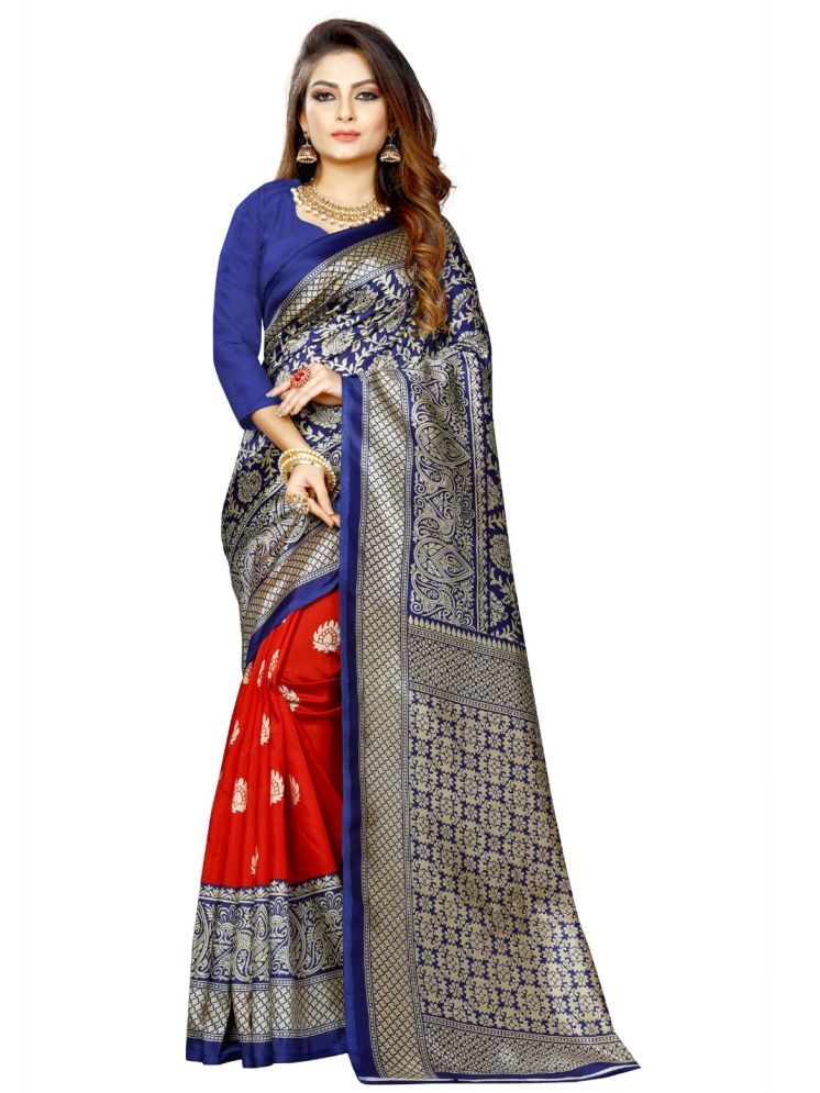     			RUNAYA NX Art Silk Printed Saree Without Blouse Piece - Blue ( Pack of 1 )