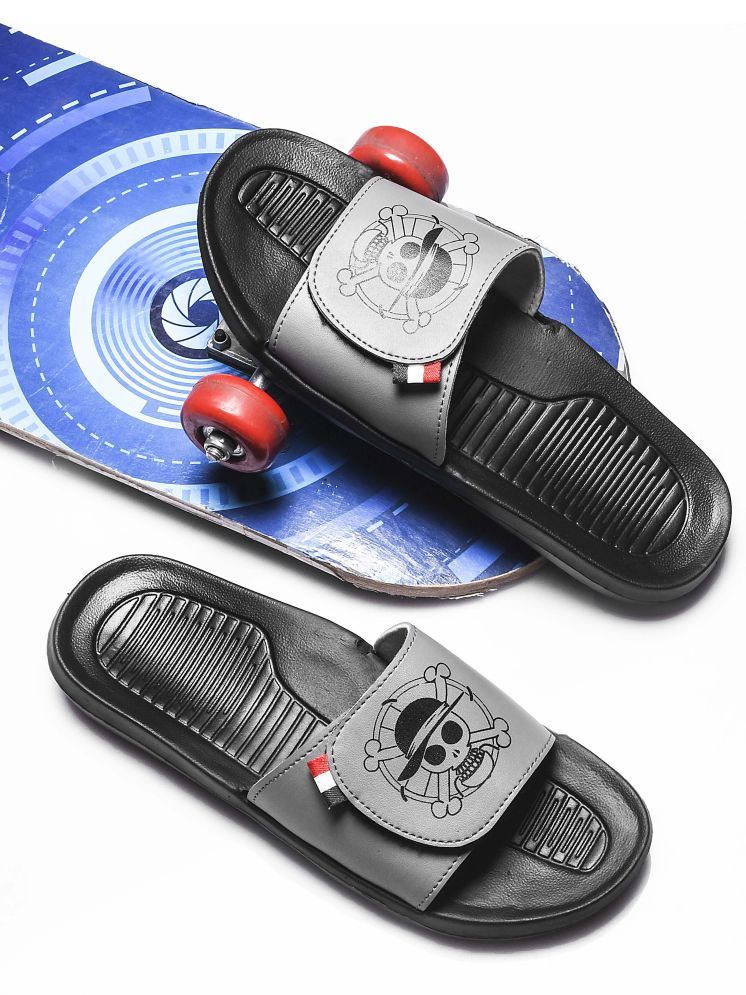     			PERY PAO Grey Men's Slide Flip Flop