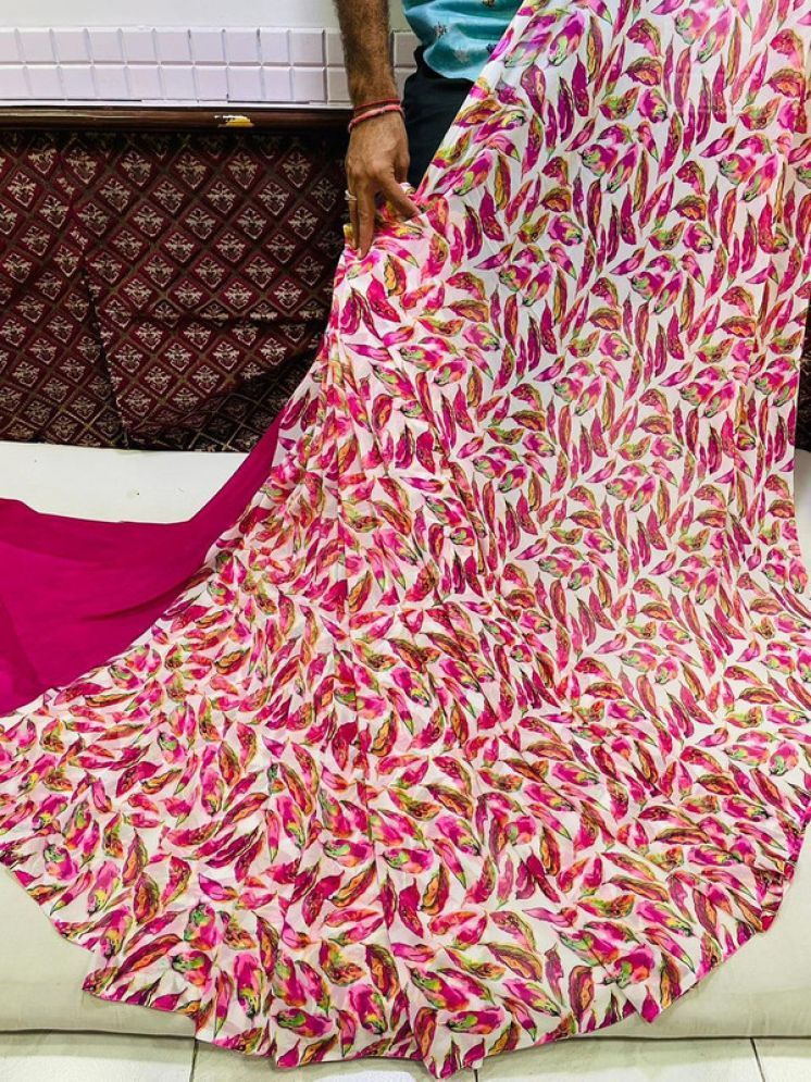     			Sitanjali Lifestyle Georgette Printed Saree With Blouse Piece - Pink ( Pack of 1 )