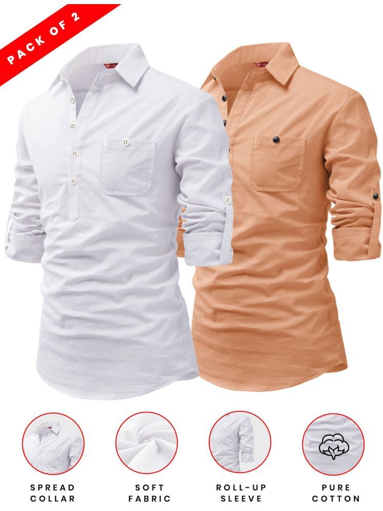     			Yugnik Orange Cotton Men's Regular Kurta ( Pack of 2 )