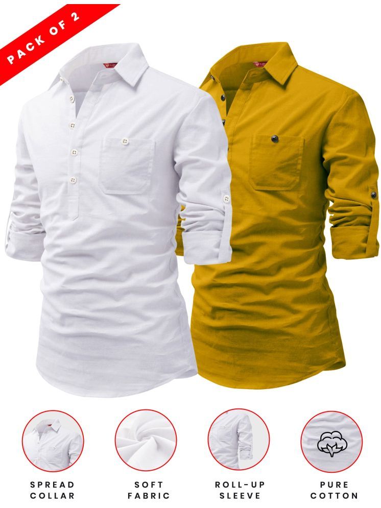     			Yugnik Yellow Cotton Men's Regular Kurta ( Pack of 2 )