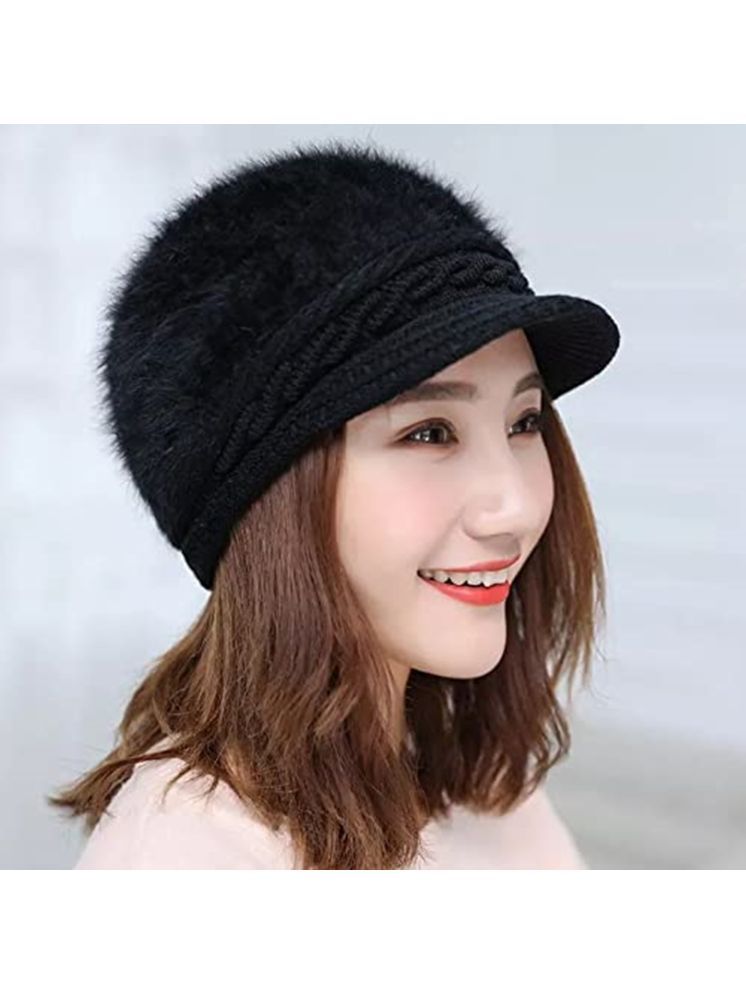     			ATIPRIYA Black Woollen Women's Hat ( Pack of 1 )