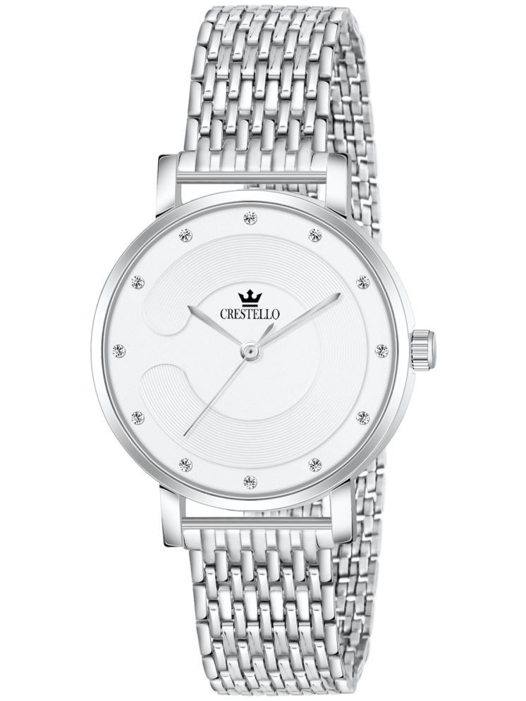     			Crestello Silver Metal Analog Womens Watch