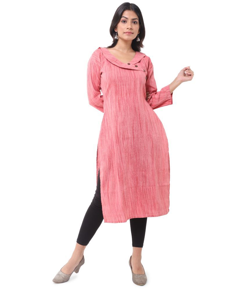     			DESHBANDHU DBK - Pink Cotton Women's Straight Kurti ( Pack of 1 )