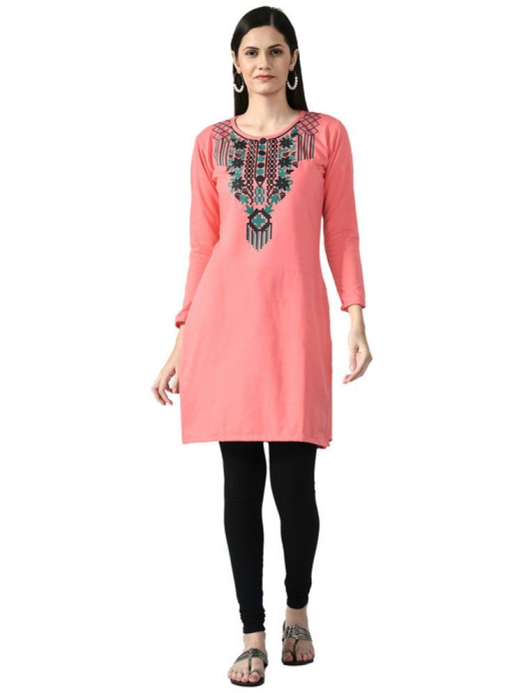     			KAYU Woollen Printed Straight Women's Kurti - Pink ( Pack of 1 )