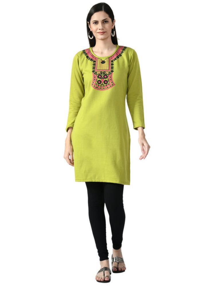     			KAYU Woollen Printed Straight Women's Kurti - Green ( Pack of 1 )