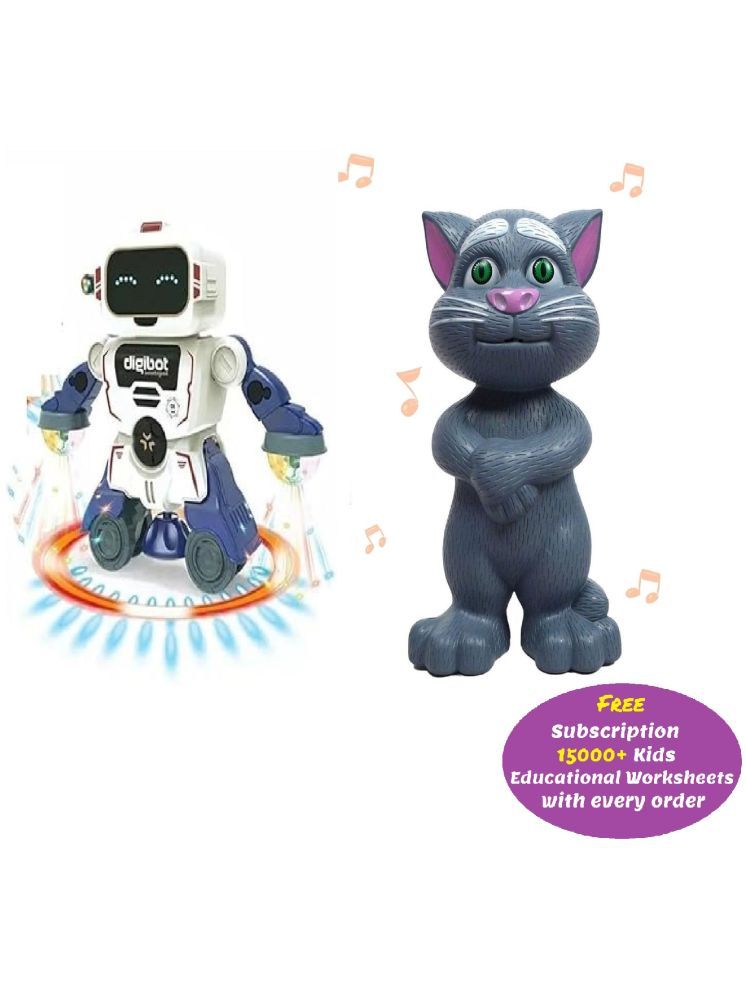     			Kidsaholic Combo of Dancing Robot with Light and Music & Intelligent grey Talking Cat  (Multicolor) Kidsaholic Combo of Dancing space Robot with Light and Music & Intelligent grey Talking Cat  (Multicolor) (Free subscription of kids Educational worksheets)