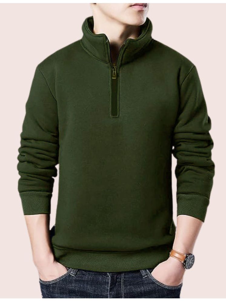     			Lecowar Fleece High Neck Men's Sweatshirt - Olive ( Pack of 1 )