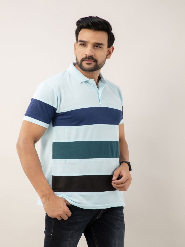     			STYLE ACCORD Pack of 1 Cotton Blend Regular Fit Colorblock Half Sleeves Men's Polo T Shirt ( Aqua )