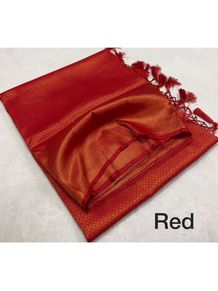     			fab woven Art Silk Self Design Saree With Blouse Piece - Red ( Pack of 1 )