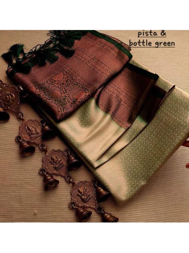     			fab woven Art Silk Woven Saree With Blouse Piece - Light Green ( Pack of 1 )