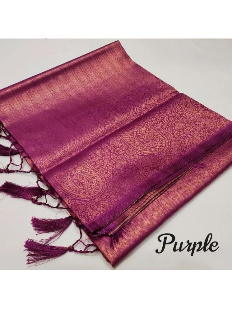     			fab woven Art Silk Woven Saree With Blouse Piece - Purple ( Pack of 1 )