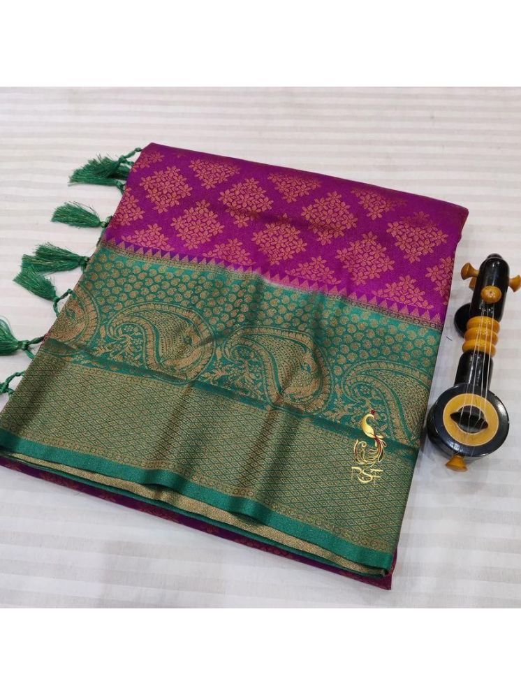     			fab woven Banarasi Silk Woven Saree With Blouse Piece - Purple ( Pack of 1 )