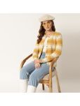 TAB91 Acrylic Round Neck Women's Buttoned Cardigans - Yellow ( )