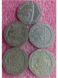 UK UNITED KINGDOM U.K. GREAT BRITAIN G.B. GB - 20 PENCE - 5 DIFFERENT HEADS