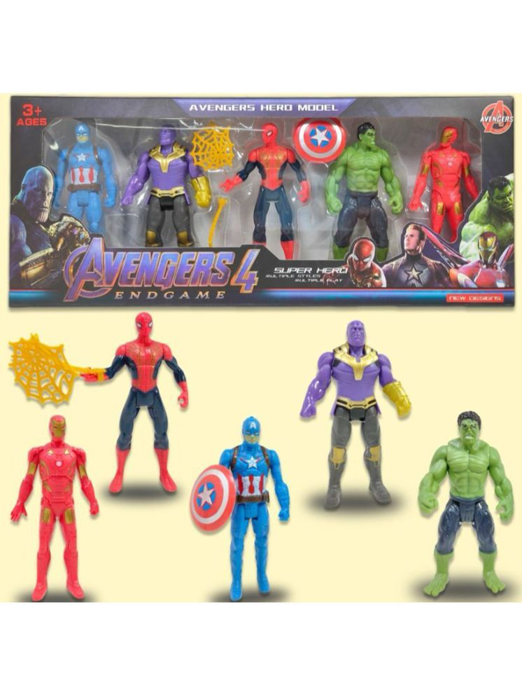     			Avengers Hero Action Figure of 5 Super Heroes Captain America,Iron Man,Spiderman,Hulk and Thanos Action Figure(Multicolor)Pack of 5