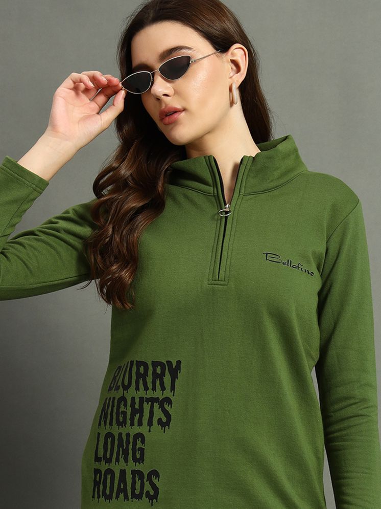     			BELLAFINO Fleece Women's Non Hooded Sweatshirt ( Olive )