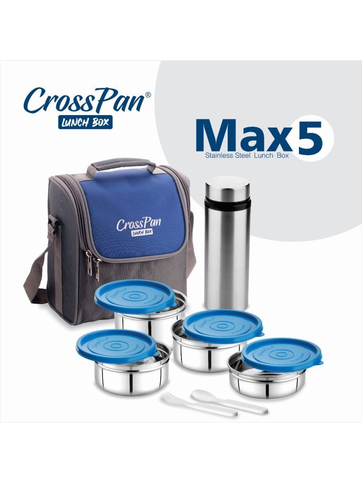     			CrossPan Max5 4 Container with Bottle Stainless Steel Insulated Lunch Box 4 - Container ( Pack of 1 )