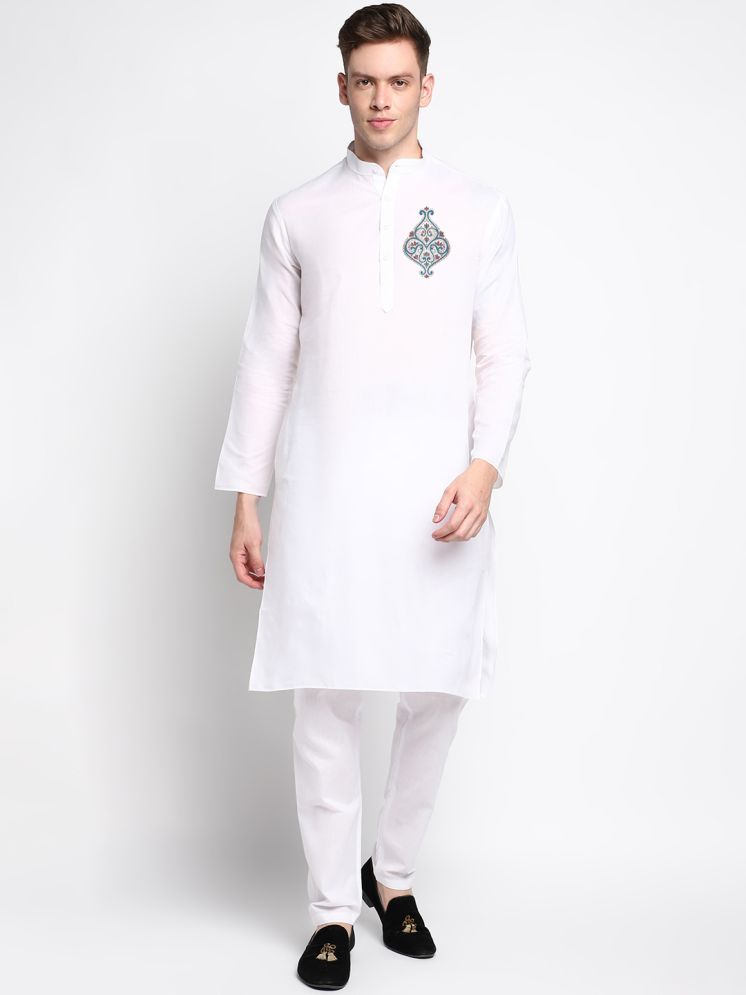     			Devoiler White Cotton Blend Men's Regular Kurta ( Pack of 1 )