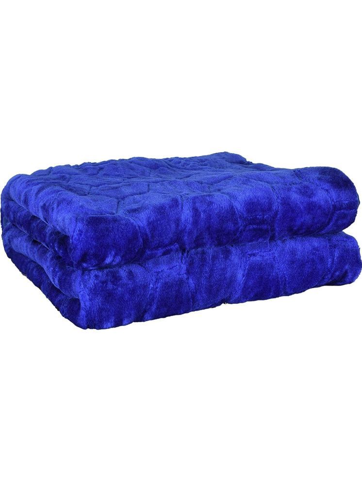     			FuzzyNest Microfiber Floral Double Bed Blanket ( 240 cm x 220 cm ) - Blue ( Pack of 1 )