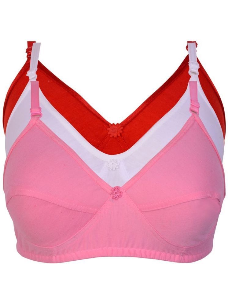     			Kiran Enterprises Pack of 3 Cotton Non Padded Minimizer Bra For Women ( Pink,Red,White )