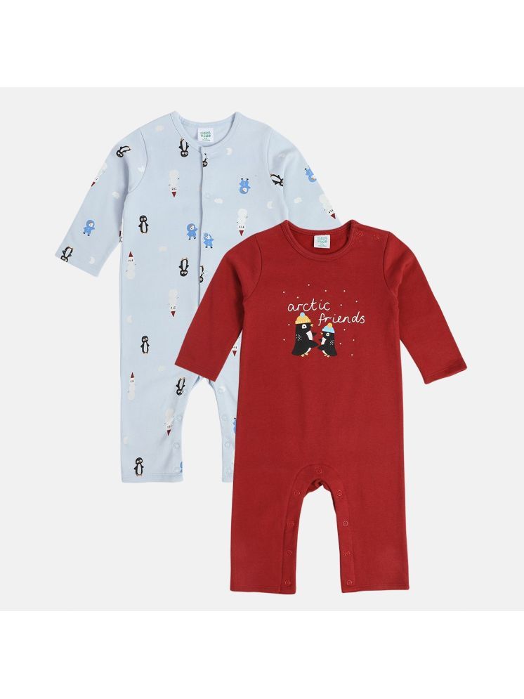     			MINI KLUB Pack of 2 Baby Boys Cotton Rompers ( Multicolor )