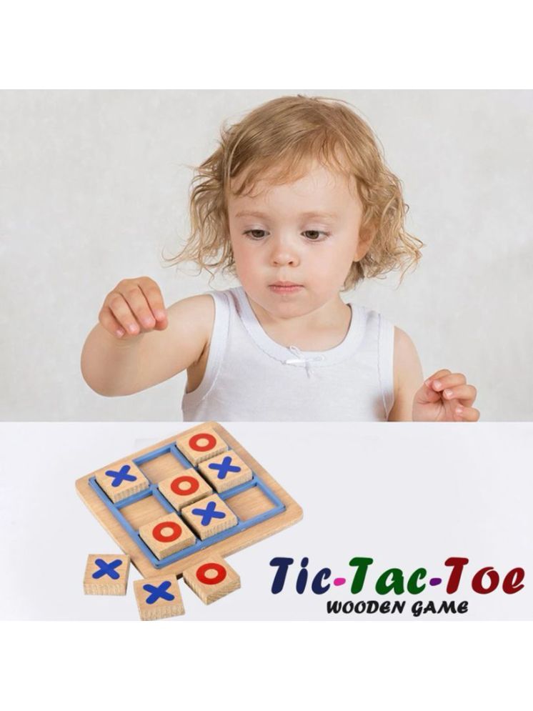     			Seema Kitchenware Noughts and Crosses Game Brass Wood Tic Tac Toe Toy Game for Kids Adults(Pack of 1)