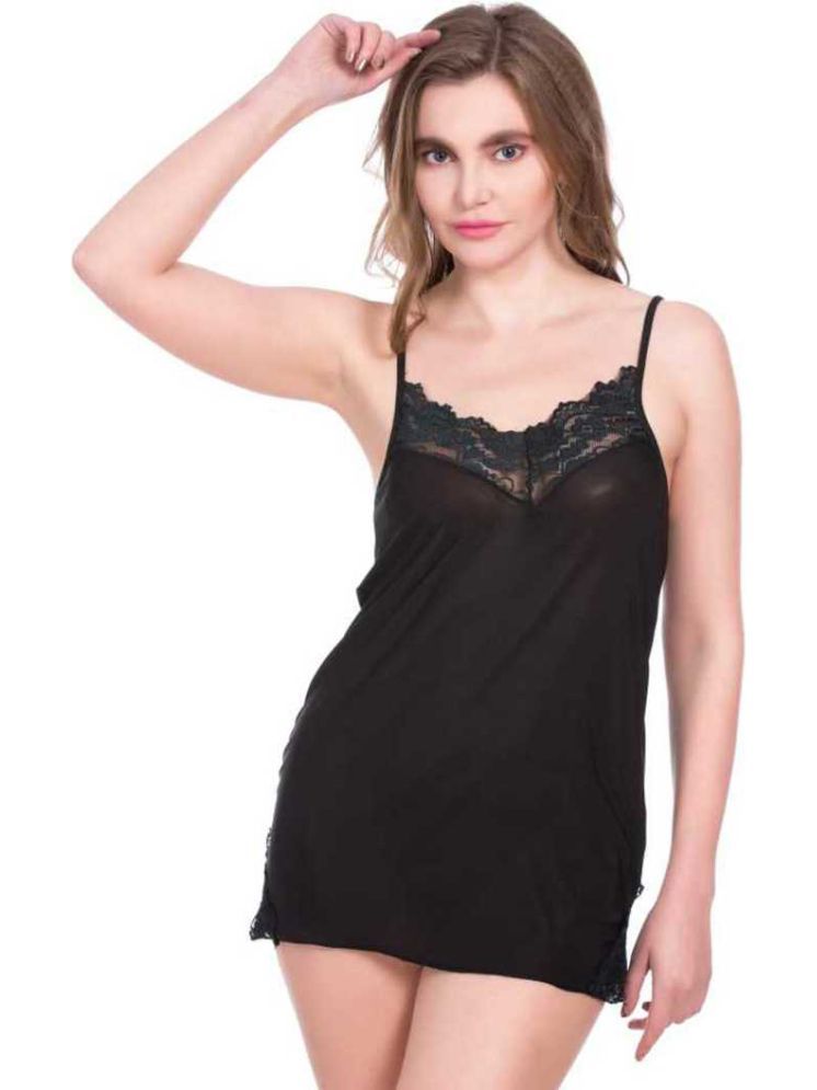     			ZYPRENT Black Viscose Women's Nightwear Baby Doll Dresses With Panty ( Pack of 1 )