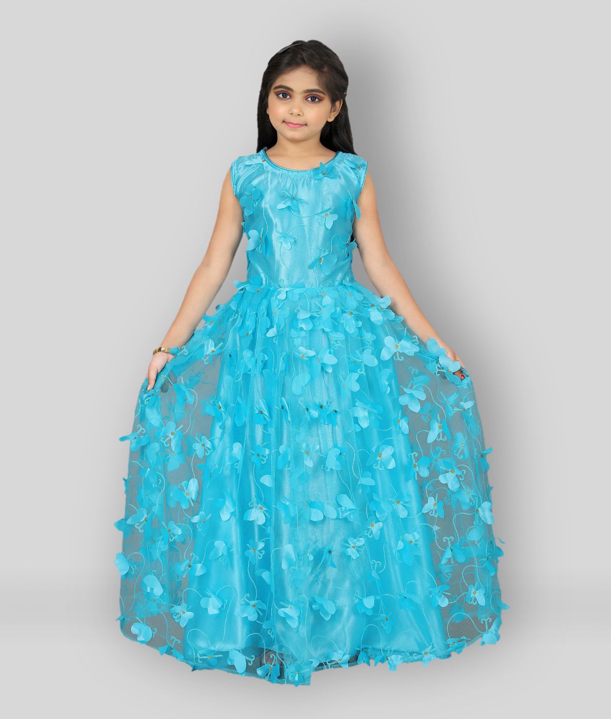     			JULEE Net Gown For Girls ( Pack of 1 , Sky Blue )