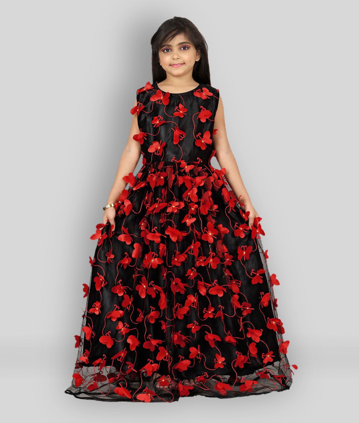     			JULEE Net Gown For Girls ( Pack of 1 , Black )