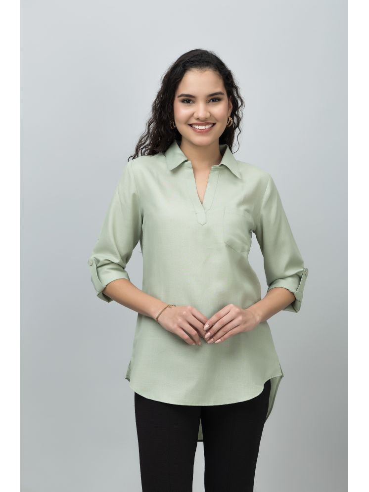     			Purys Green Linen Women's Tunic ( Pack of 1 )